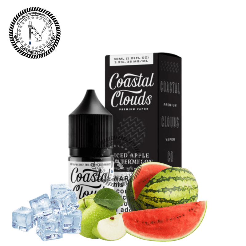 e juice vape distro iced apple watermelon salt nic by coastal clouds salt 30ml tfn coastal clouds e liquid 39283587219704