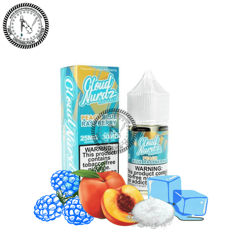 e juice vape distro iced peach blue raspberry salt by cloud nurdz iced salt 30ml cloud nurdz e liquid 39255292150008