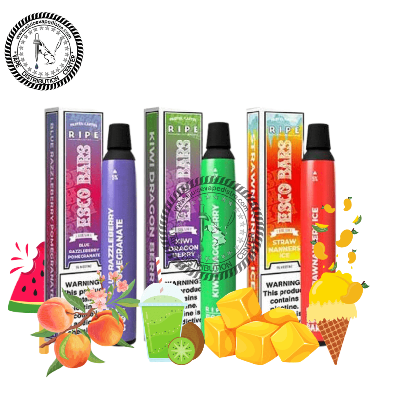 e juice vape distro ripe collection esco bars 2500 puffs 6ml salt nic mesh coil disposable device ripe collection esco bars disposable 39275579310328